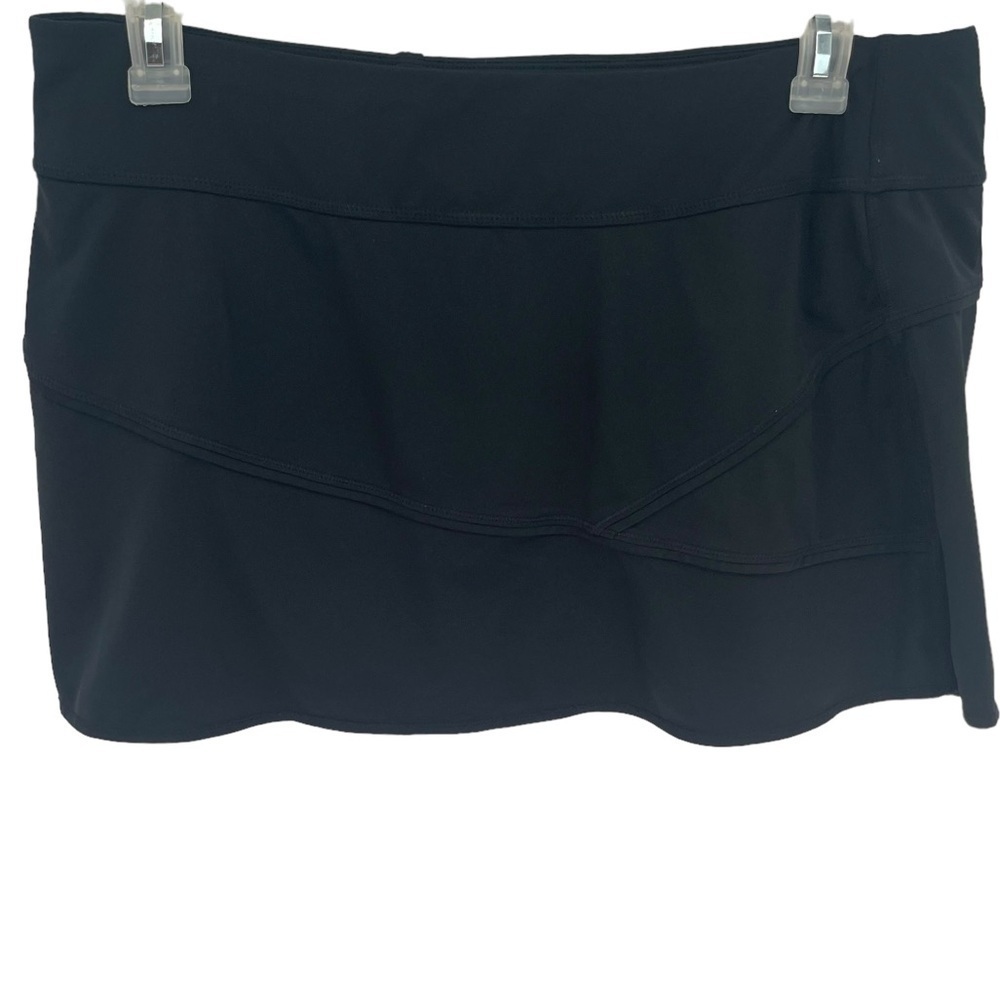 Athleta Women’s Black Mixer Skort 138336 Pull On Skirt Zip Pocket Size XL